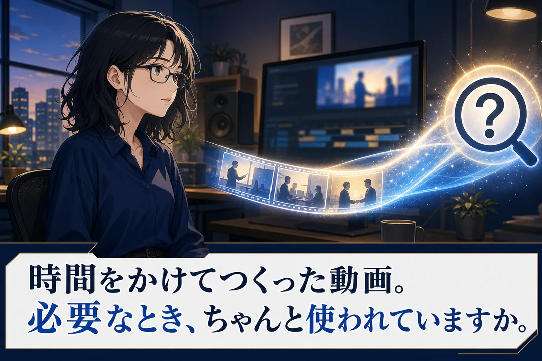時間をかけてつくった動画が必要なときに使われているかを問うバナー