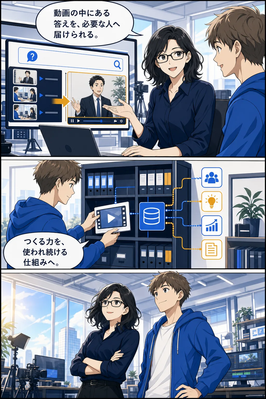 動画の中にある答えを必要な人へ届け使われ続ける仕組みにする場面