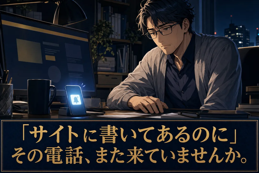 サイトに書いてあるのに、その電話がまた来ることを伝えるバナー